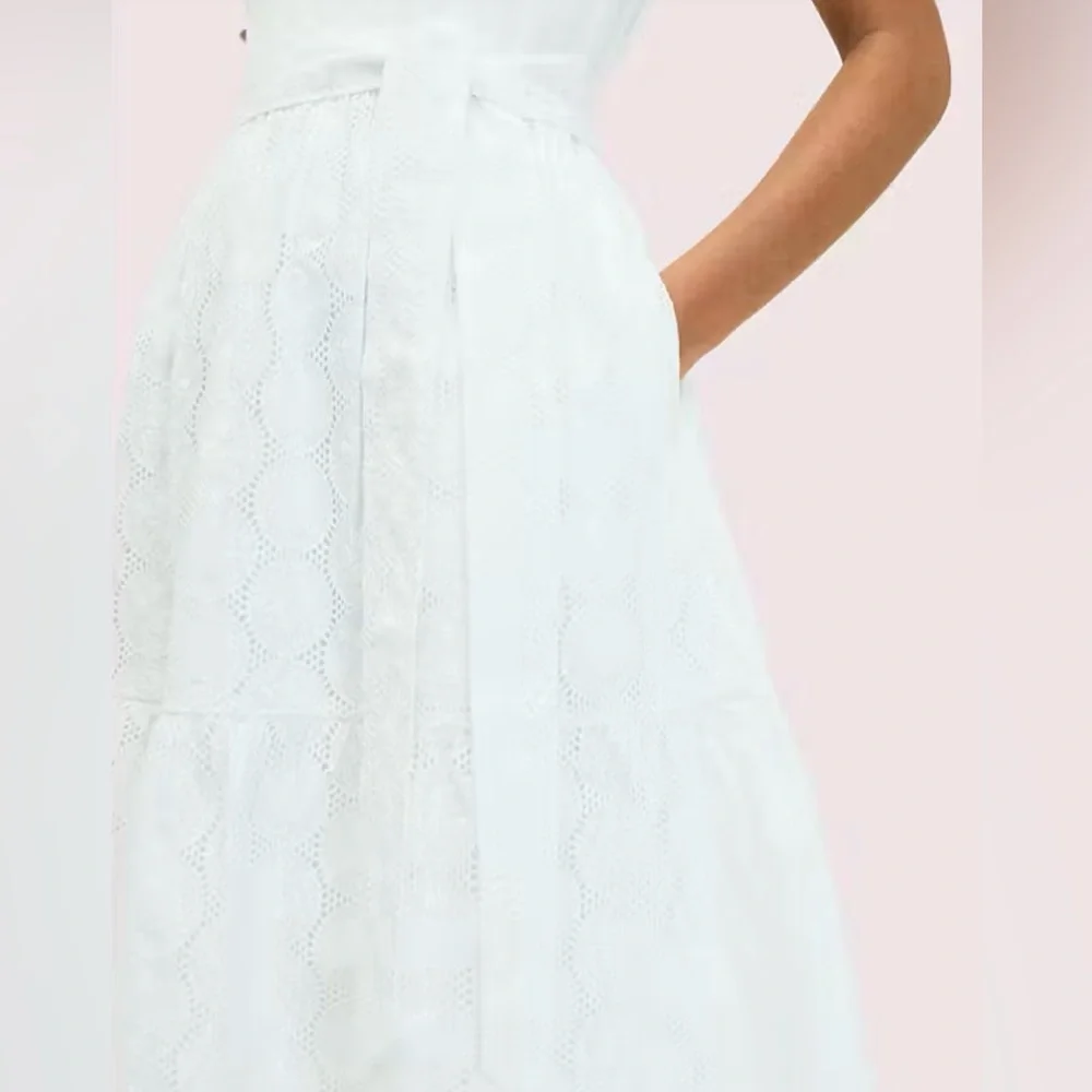 Kate Spade White Mixed Media Fit & Flare Dress Size XXS